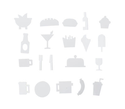 Conjunto de símbolos de comida - para panel perforado White Design Letters