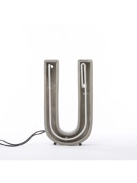 Alphacrete Table Lamp - White Letter U | Gray | Seletti BBMDS Cement